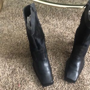 Leather and Cowhide Black Cow Girl Boots